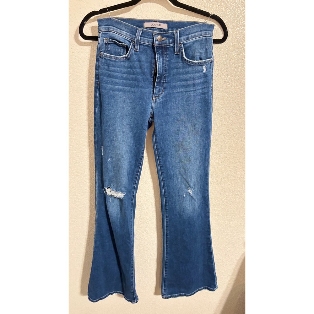 Joes Jeans Womens High Rise Flare Distressed Mid Wash Blue Denim Jeans 26